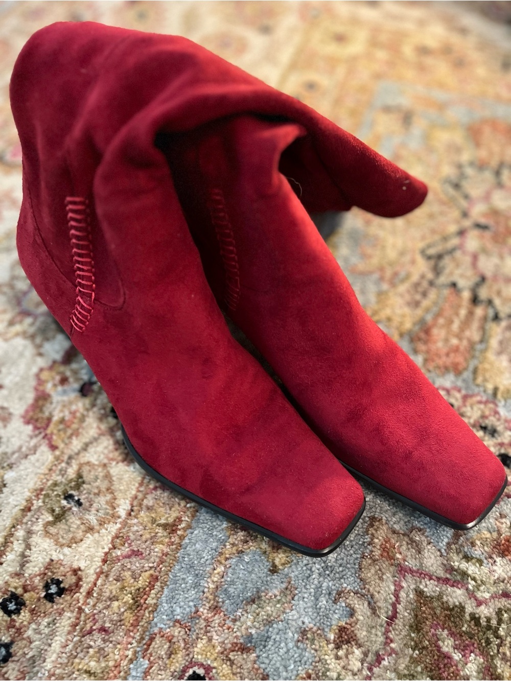 Red Faux Suede Women's Boots by Franco Sarto - Picture 4 of 8